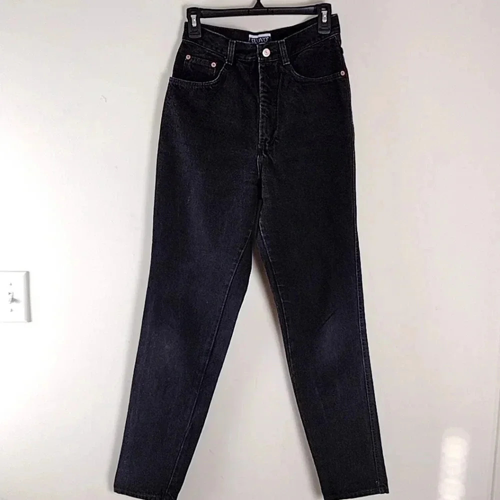High Rise Mom Jeans Vintage 90's Black High Waist 100% Cotton Vintage Denim